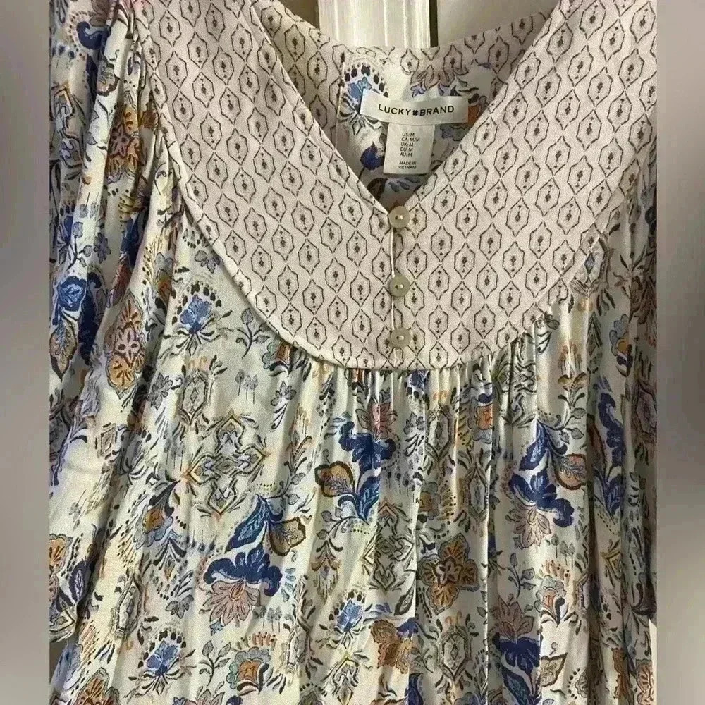 Lucky Brand midi dress short sleeves granny lagon look. Medium. NWT - Picture 4 of 8